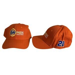 Nascar Tide Pods Racing #20 Cap America Orange Adjustable Hats Lot of 2